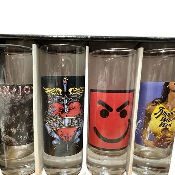Bon Jovi Rare Set 6 Two Ounce Collector 2006 Shooter Glasses by Bravado in Box - Picture 7 of 9